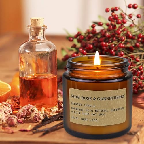 Scented Candles Gift Set 8 Pack 3.5 Oz Soy Wax Jar Candles Aromatherapy for Her with Rose, Teakwood, Amber, Mint Grapfruit Home Fragrance Relaxing Candles Gift for Lover Women Mum Wife Mother's Day - Image 4