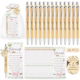 TUZELIYA 26 Sets Glücksstift Kugelschreiber Geschenke Holz für Kollegen, Abschiedsgeschenk Kollegen, Dankeschön Geschenk für Kollegen Erzieherin Lehrer Schuler Ruhestand