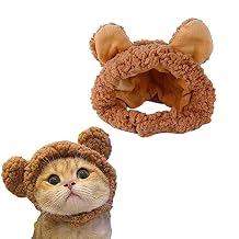Warm Adjustable Cute Cat Costume Bear Hat, Soft Small Pet Headwear Bear Hat for Cat Puppy Dog Brown