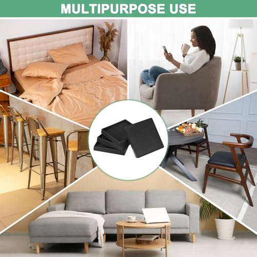 Image of M METERXITY 8-Pack Furniture Coasters Cups, 4 inch Square Rubber Anti Slide Floor Protector Pads for Sofa Chair /Piano Stopper, Furniture Caster Leg Non Slip Feet Cups [Black]