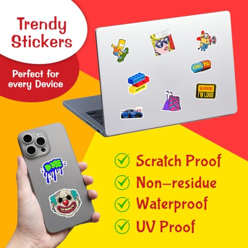 Image of Pack of 250+ Vinyl Laptop Stickers Random - Stickers for Laptop, Journal, Bike Helmet, Diary, Guitar, Mobile - Waterproof Residue Free