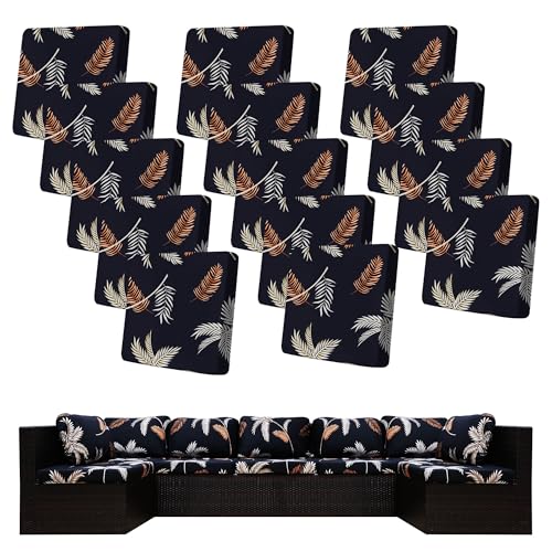 Image of 14Pcs Stretch Patio Cushion Covers,Outdoor Couch Covers Replacement,Outdoor Couch & Sofa Slipcovers,for Patio Furniture Cushion Cover,Washable Reusable Furniture Protector (Coconut Ttrees,Cover Only)