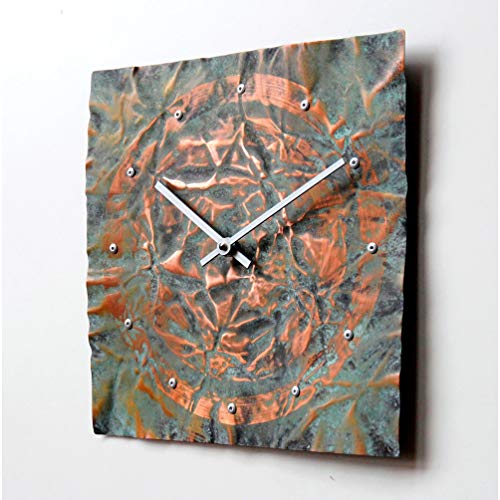 Inthetime 36-Inch Turquoise Copper Wall Clock Square Large Silent Non-Ticking Unique Handmade - 7Th Wedding Anniversary Gift Idea Rustic Farmhouse Native American Southwest Home Kitchen Art Decor #TOP2
