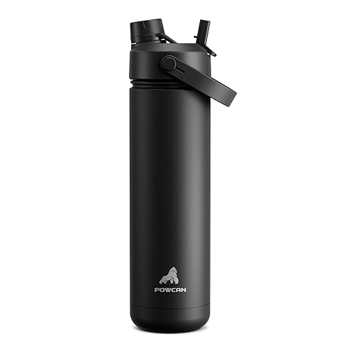 POWCAN 26 oz Insulated Water Bottle with 2-in-1 Straw and