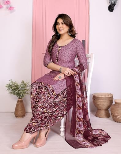 Image of Priyashi Women Unstiched Crepe dress materials | Crepe Salwar Suit for women with dupatta | suit material for women unstitched