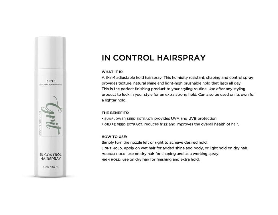 In Control Hairspray 3 en 1 fijador ajustable brillo miniatura 2