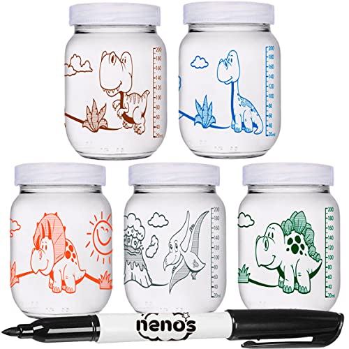 10 Potes de Vidro Armazenar Leite Materno, Graduação 200ml - DINOS267