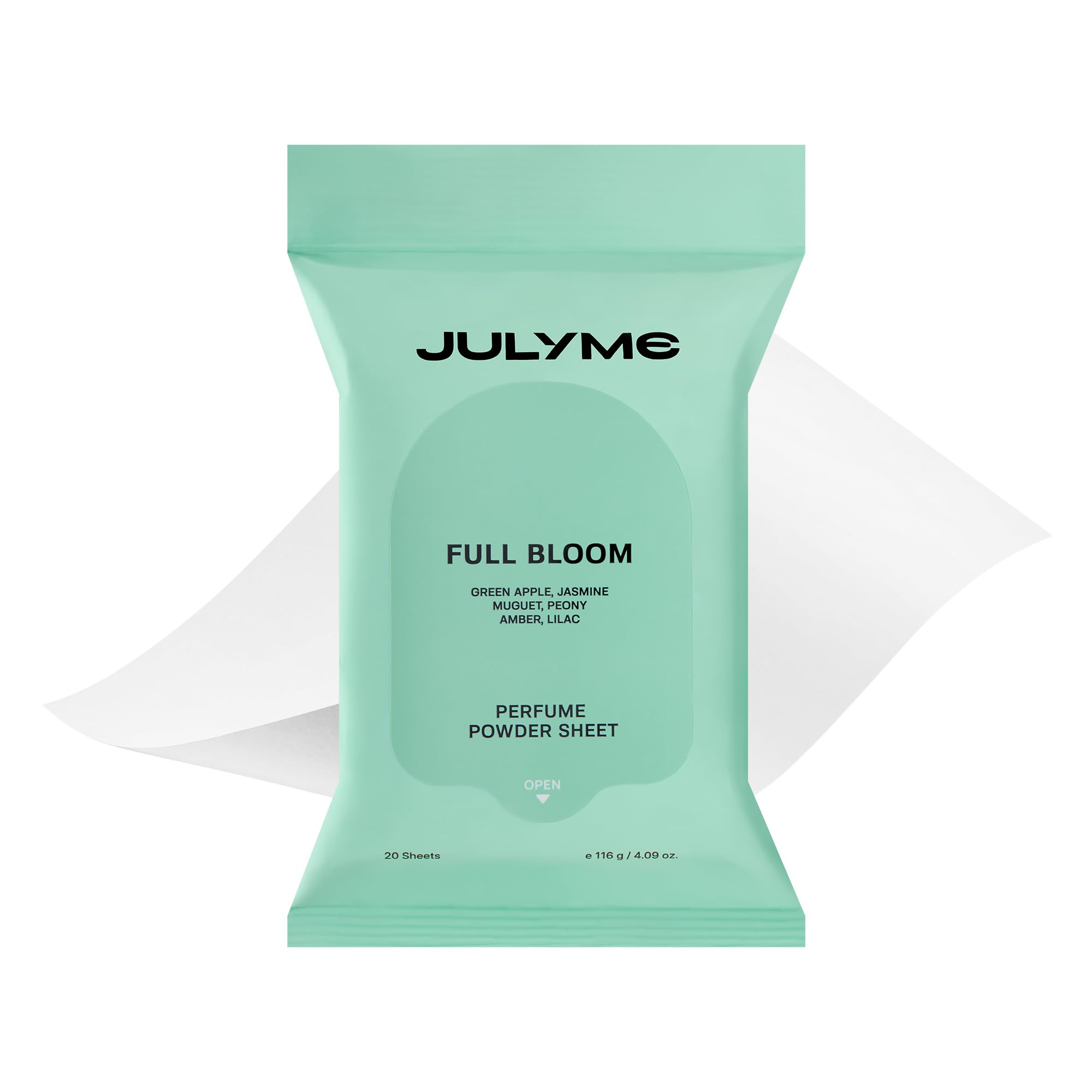 JULYME Powder Deodorant Body Wipes – Quick Fresh Refresh & No-Residue Powder Finish – 20 Sheets (1 Pack) – Full Bloom Floral Scent