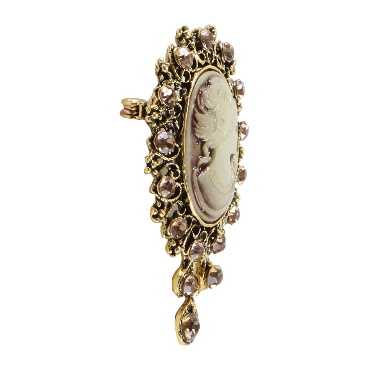 Broche colgante victoriano vintage camafeo metal 3,5 x 5 cm