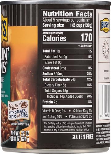 Image of Bush's Best Smokehouse Tradition Grillin' Beans, 22 Oz | Canned Beans, Source of Plant Based Protein and Fiber, Gluten Free