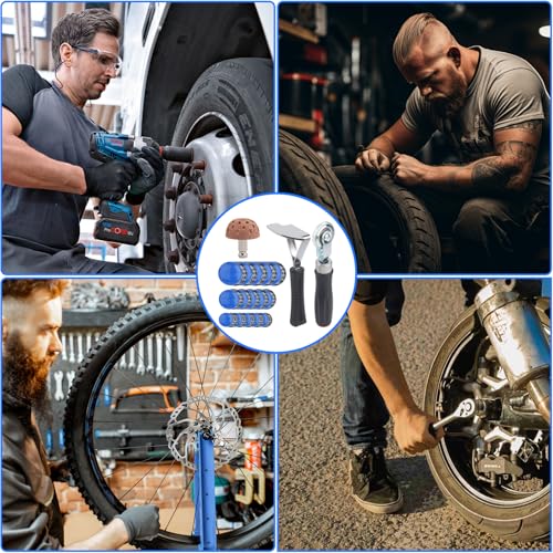 Image of 64PCS Tire Patch Roller Kit with 60PCS 3 Size Large Tire Patch for Tire Puncture Repair Kit with Tire Repair Tool for Car Grinding /Repair Buffing Wheel /Inner Liner Scraper (32 /45 /58mm)