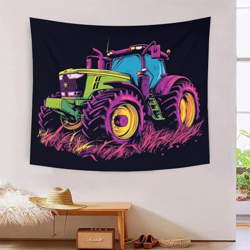 Couverture murale imprimée de tracteur 3D en polyester souple de 180 x 230 cm