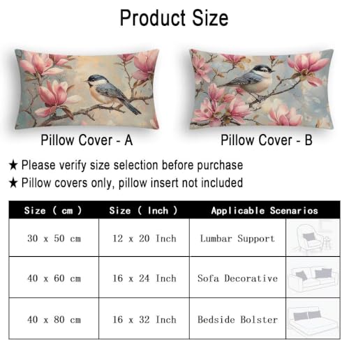 Taie d'oreiller 40x60 cm lot de 2 fleurs - Housse de coussin rectangulaire - 6