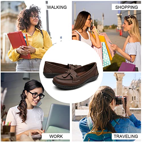 Image of Maichal Loafers for Women Slip On Comfort Leather Tassel Dress Shoes