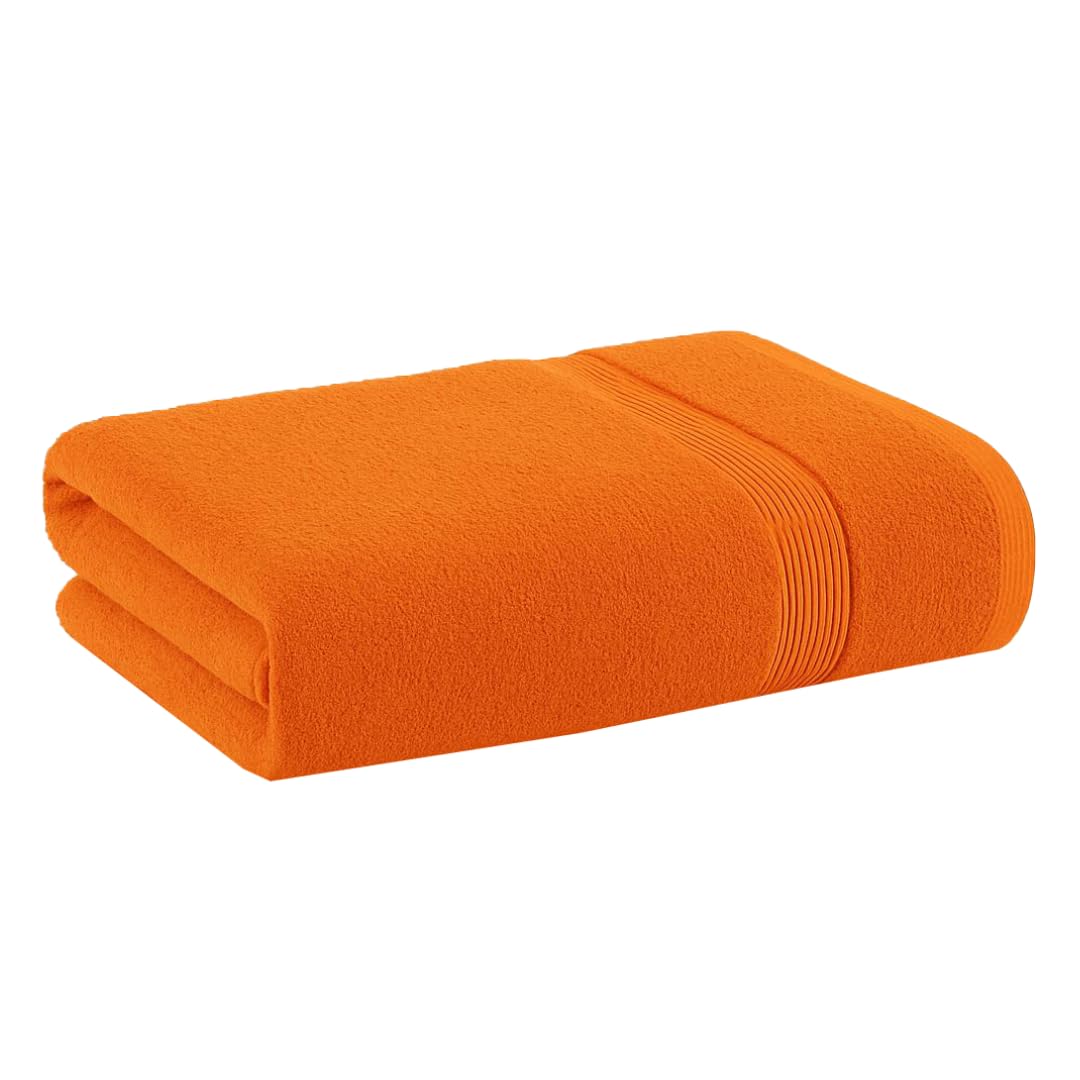 Diamond Tex Bath Towels Large - Hotel Quality 100% Egyptian Cotton Bath Sheets for Adults - Super Absorbent Soft Thick Quick Dry Towel Set for Gym, Spa and Beach (Orange, 80 x 140 cm)