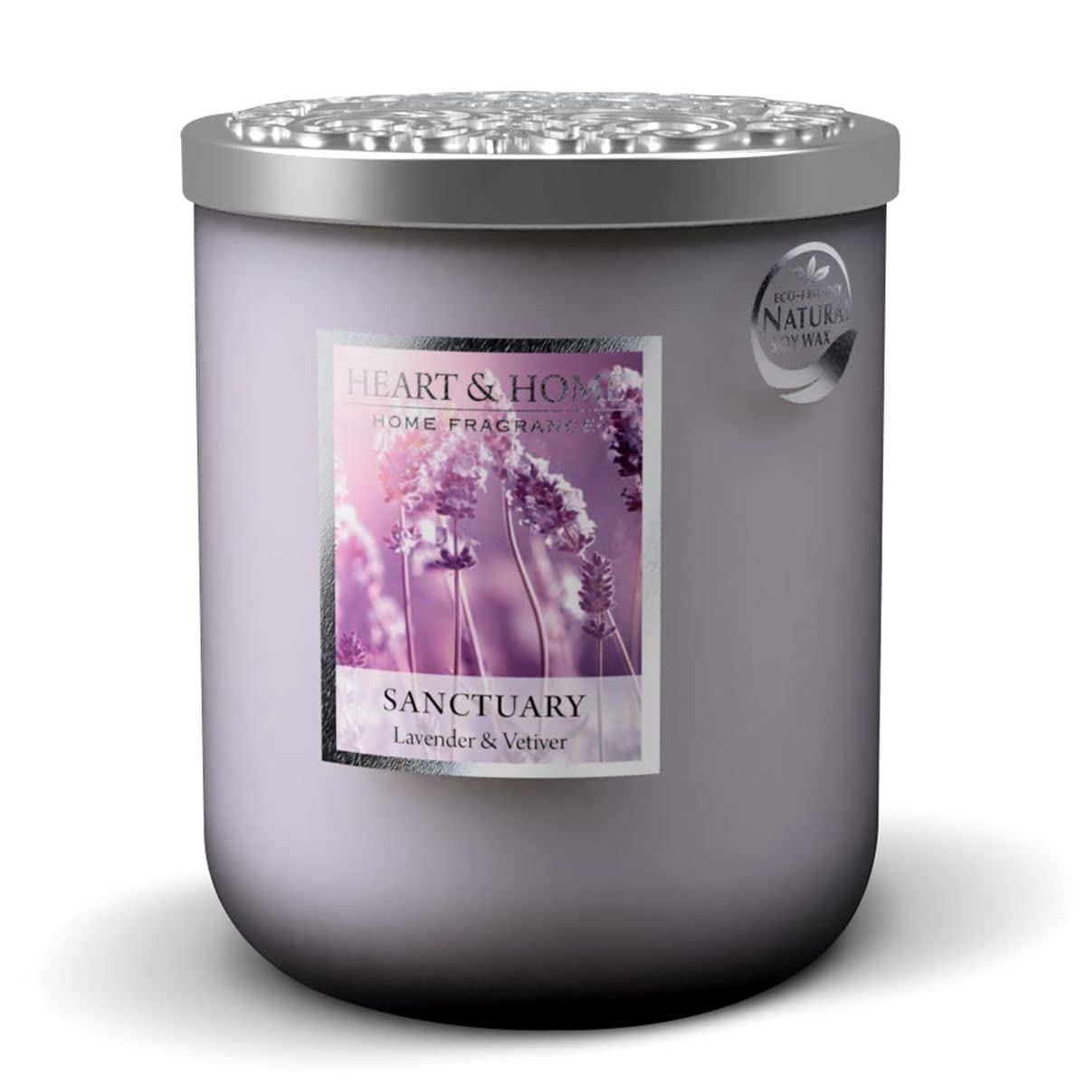 Candela Profumata Heart &amp; Home - Aroma Giardino Segreto (Lavanda E Vetiver), 340g, 75 Ore