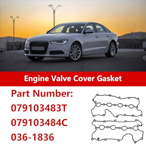 Image of Engine Valve Cover Gasket for Audi A6 Quattro 4.2L V8 2008-2011 for Volkswagen Touareg 2008-2009 Replacement 079103484C 079103483T 2Pcs