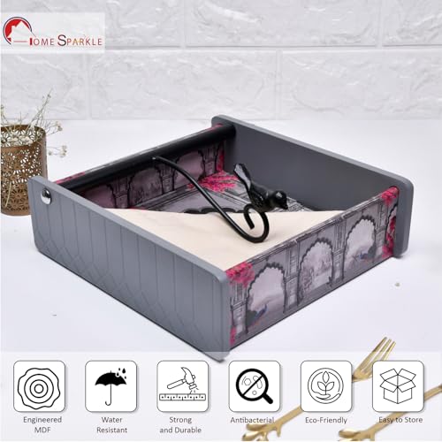Image of Home Sparkle Napkin Storage 1 Pack | Grey |Table Napkin Holder Tray for Kitchen, Dining, Restaurant & Home Decor | Indoor & Outdoor Use | Stylish & Durable (C6V31)