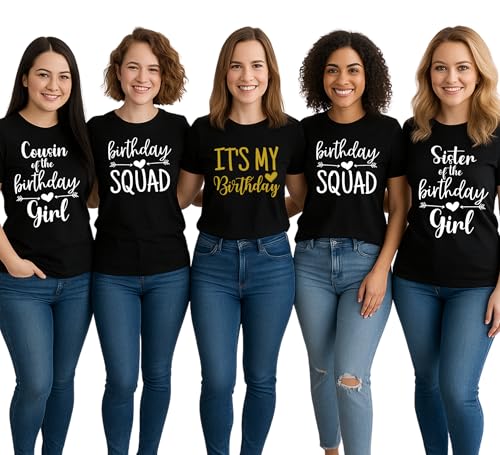 Personalized Handmade Backside Custom Name Front Birthday Squad Shirts for Family Friends - Perfect for Birthday Parties Photos! Custom 'It's My Birthday' Tees in All Sizes: Bodysuit, Toddler, Youth, Adult; Bulk Matching Set