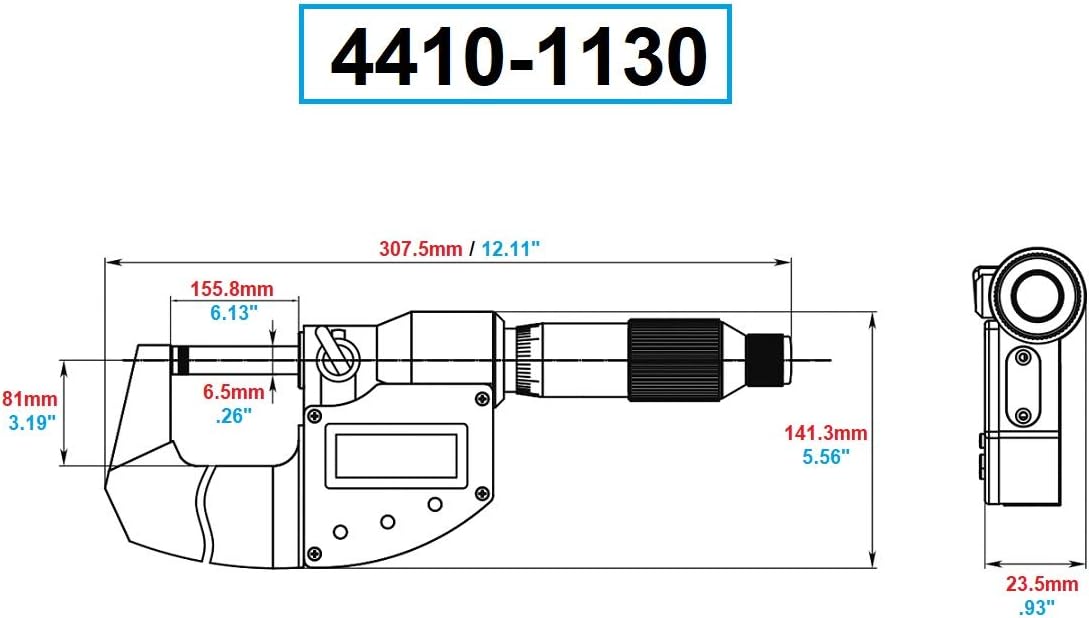 Dasqua 4410-1130 125-150Mm/5-6" Ip65 Digital Outside Micrometer