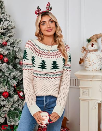 Image of Women's Vintage Fair Isle Pullover Sweater Lightweight Knit Tops
