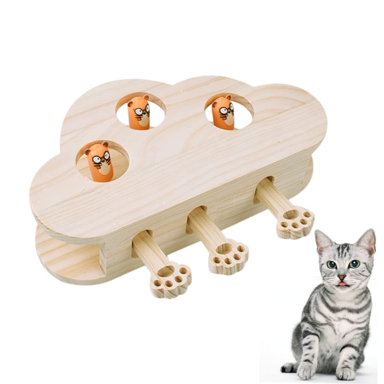 Toddmomy Interaktives Katzenspielzeug Aus Holz Für Wohnungskatzen Lustiges Katzenfängerspielzeug Kreativer Kätzchen Spielzeug Mit Aufbewahrung Für Katzenminze Langlebig Und Leicht