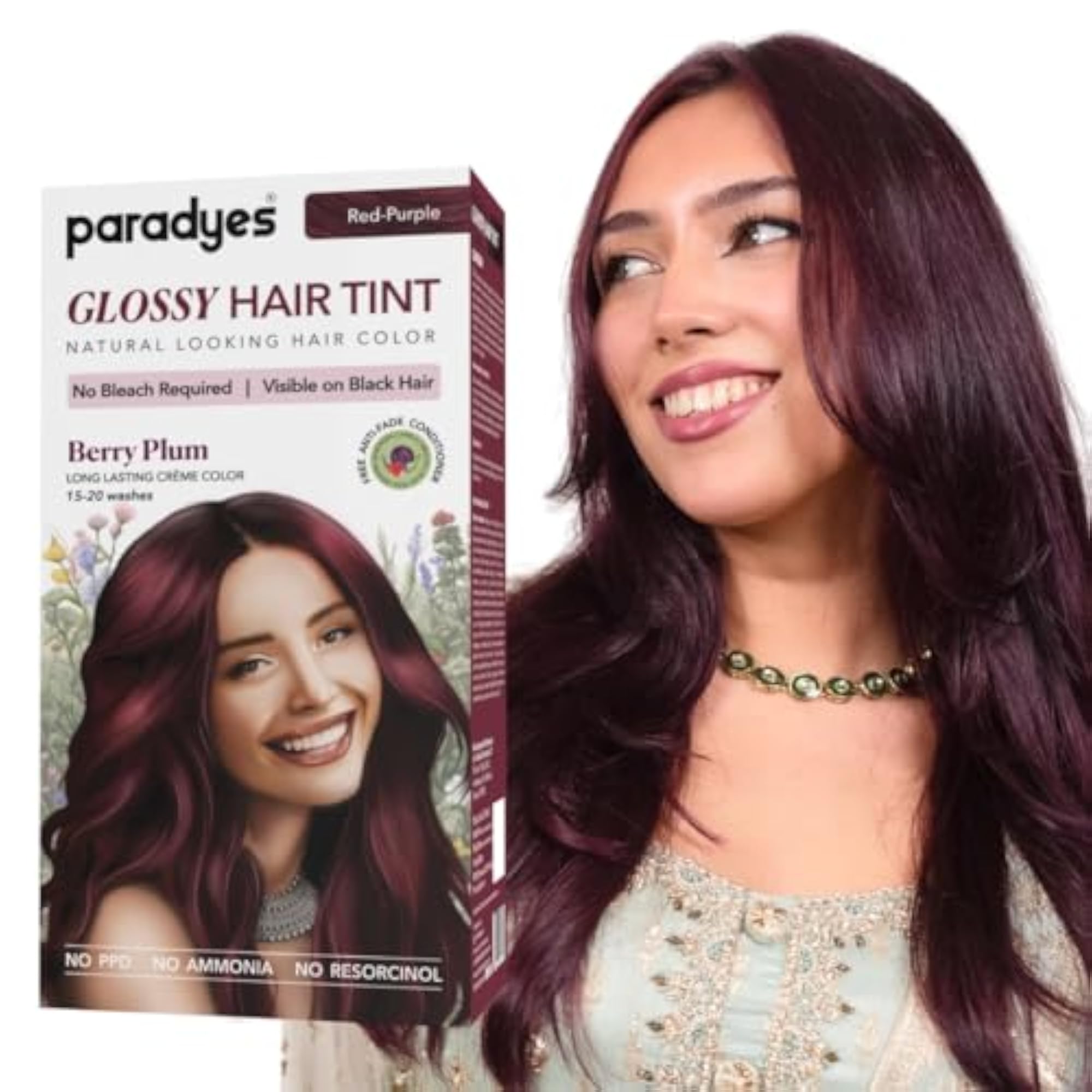 Berry Plum No-Bleach Glossy Hair Tint with 7-in-1 Colouring Kit