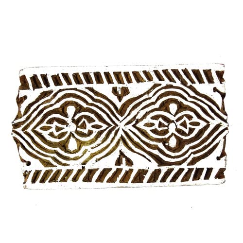 S2J Textile Printing Block Brown Floral Border Stamp Indian Wooden Printing Block