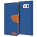 Produktbild Conie Samsung Galaxy S6 Hülle für Galaxy S6 Tasche, Textil Denim Jeans Look Booklet Cover Handytasche Klapphülle Etui mit Kartenfächer, Blau