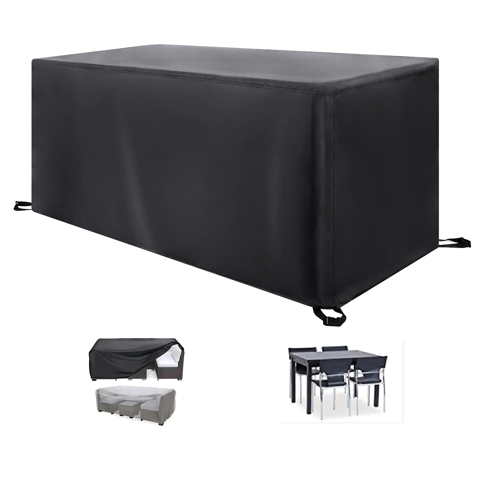 DFZEWKI Garden Table Covers Waterproof, 836D Oxford Fabric Outdoor Furniture Waterproof Cover for Outdoor Table and Chairs Rectangular 180x120x74cm