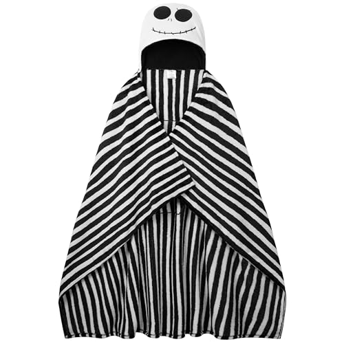Disney The Nightmare Before Christmas Couverture a Capuche 150 x 120cm, Plaid Polaire et Douce pour Canapé Lit, Couverture Legere, Cadeau de Noël (Capuchon...