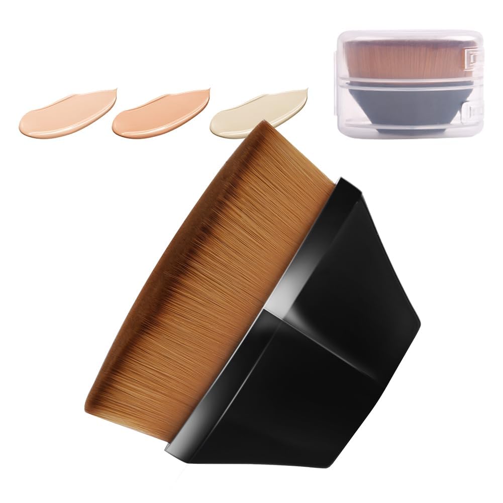JUST 4U ENTERPRISE Foundation Makeup Brush Flat Top Kabuki Hexagon Face Blush Liquid Powder Foundation Brush for Blending Liquid, Cream or Flawless Powder Cosmetics MultiColor Pack Of 1