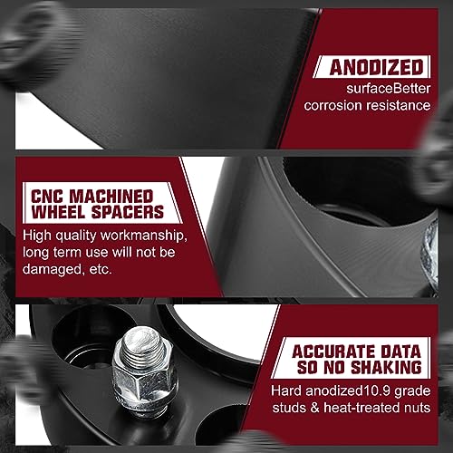 Image of BDFHYK 6X5.5 Wheel Spacers 2 inch 6x139.7mm Hub Centric Wheel Spacer Set with M12x1.5 Studs 106mm Center Bore Compatible with Lexus GX470 GX460 4Runner FJ Cruiser Sequoia Tacoma Tundra, Set of 4