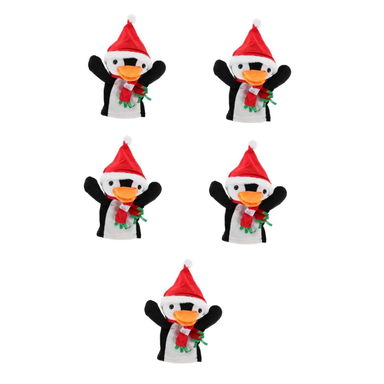 Beaupretty 5 Piezas Marionetas de Dedo Pingüino Navideñas Suaves de Peluche para Muñecos Interactivos para Narración Creativa
