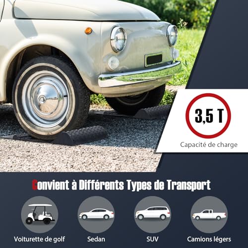 Butée de roue antidérapante 53 cm avec bande d'avertissement visuelle pour véhicule - 4