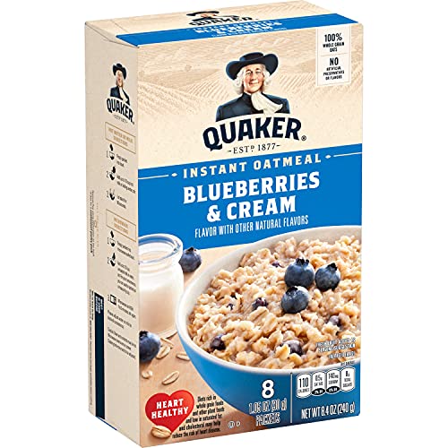 Image of Quaker Instant Oatmeal Breakfast Cereal, Blueberries & Cream, 8.4 oz