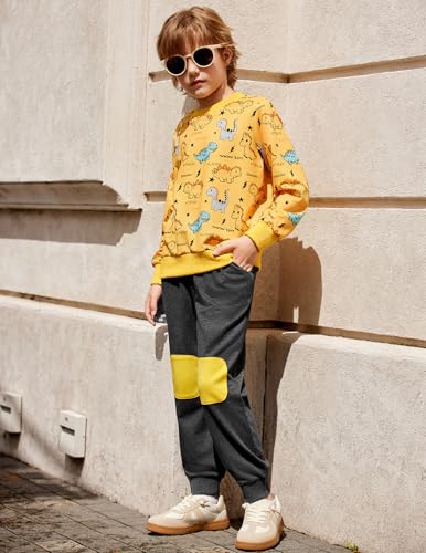 Arshiner Boys Sweatsuit Long Sleeve Print Crewneck Sweatshirt and Pant 2 Piece Set for 2-9 Years3