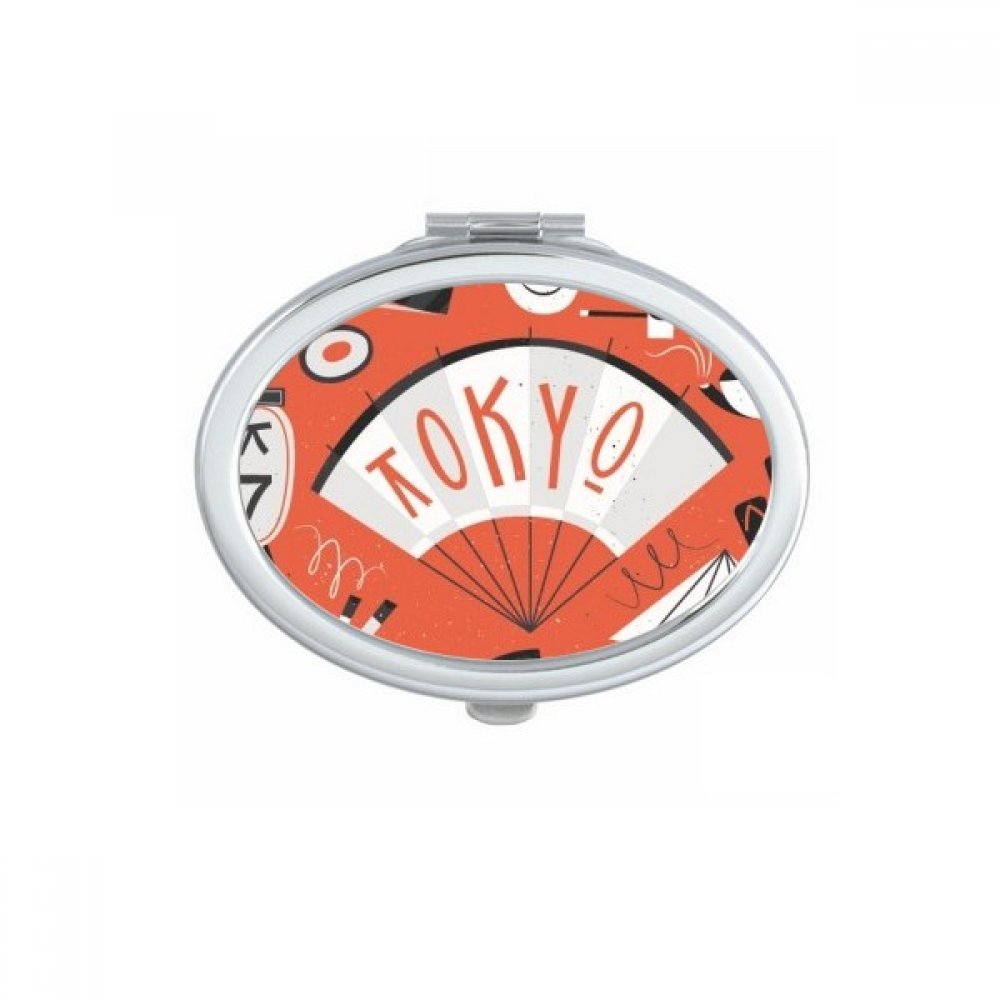 Miroir de poche ovale geisha au style japonais de tokyo pour retouches maquillage portables