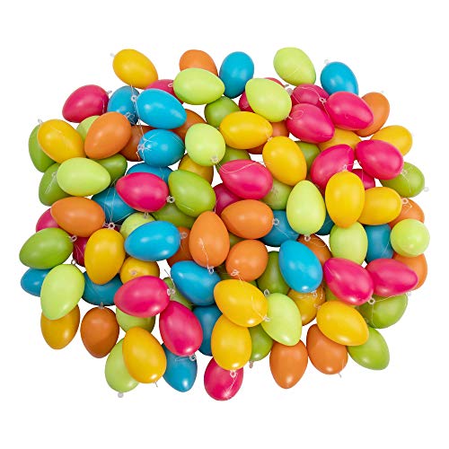 Idena 31489 XXL Ostereier-Set mit 100 bunten Kunststoff-Eiern zum Basteln Bemalen Bekleben und Aufhängen als Dekoration für Sträuße und Zweige zur Osterzeit Bunt