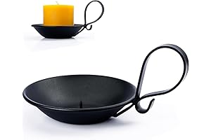 Matte Black Iron Pillar Candle Holder with Handle