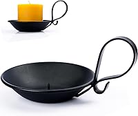 Aglary Matte Black Iron Pillar Candle Holder with Handle & Safety Spike - Rust-Resistant Industrial Table Centerpiece