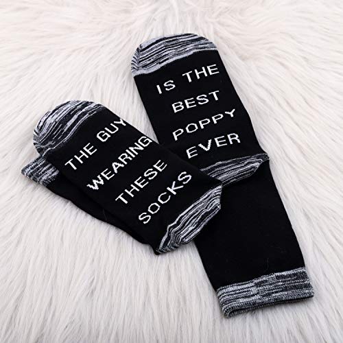 JXGZSO 2 Pairs Poppy Gift The Guy Wearing These Socks Is The Best Poppy Ever Socks Fathers Day Present Birthday Gift3