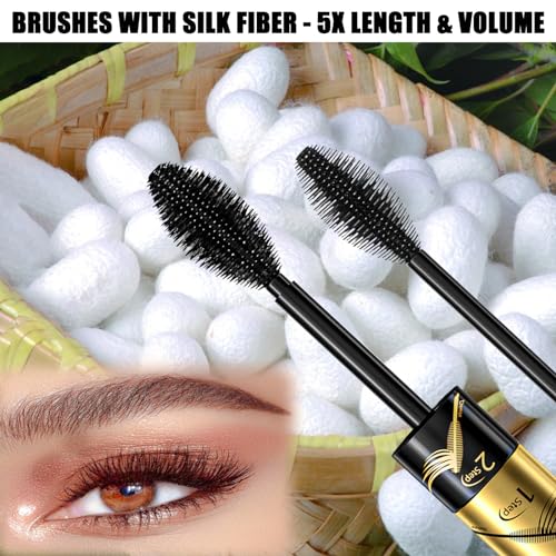2 in 1 4D Silk Fiber Lash Mascara Waterproof - Mother's Day Gifts for Women Mom, Natural Long Lasting Mascara Black Volume and Length, Smudge-proof Mascara, Thickening Lengthening Mascara No Clumping - Image 5