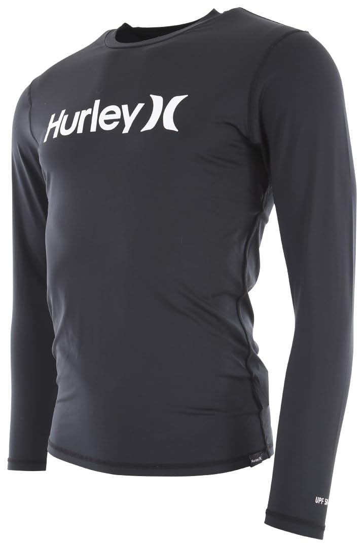 Hurley Mens OAO Quickdry Rashguard Ls Rash Guard Shirt, Black, S EU