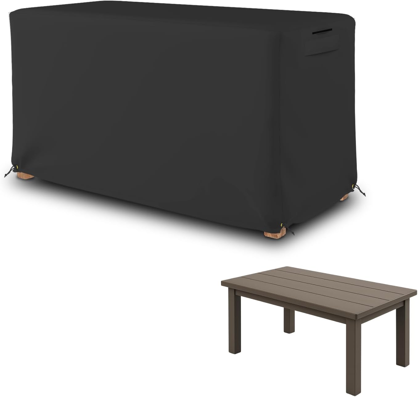 Seal Skin Covers Outdoor Rectangular Table Cover, Heavy-Duty Elite PVC Waterproof & UV-Resistant Material, All-Weather Protection for Patio Furniture (Black, 70"L x 42"W x 24"H)