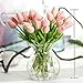 JOEJISN 30pcs Artificial Tulips Flowers Real Touch Pink Tulips Fake Holland PU Tulip Bouquet Latex Flowers for Wedding Party Office Home Kitchen Decoration (Pink)