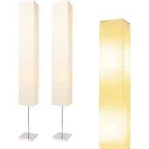 Paper Floor Lamp, Japanese Style Rice Paper Lamp, White Shade Lantern for Bedroom, Office, Living Room, Corner with No Bulb Square 2 Pack