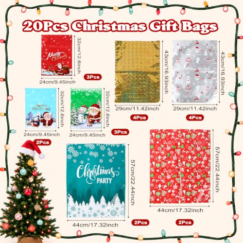 Christmas Gift Bags Multipack, 20pcs Christmas Wrapping Bags with Drawstring, Xmas Gift Bags Large Medium Small Sizes,Christmas Bags with 30 Gift Tags for Presents, Gifts, Christmas Decorations — photo 3