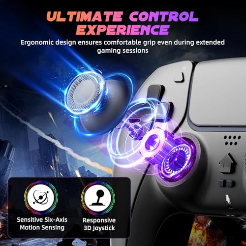Image of Puiseno Wireless Controller for PS-4, Dual Vibration Game Joystick /Speaker /3.5mm Audio Jack Headphone /Motion Sensing,Upgraded Six-Axis Sensor, Compatible with PS4 /Slim /Pro Console /PC (PS5-black)