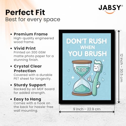 Image of JABSY Dentist Dental Gift Quote Frame Doctor Hospital Health Medical Wall Decor Poster Framed Gift (12X9 Inch Frame) Floss